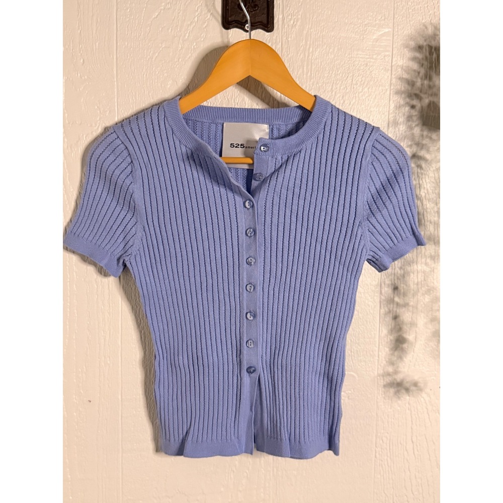 525 America PREPPY short sleeve button down split cardi NWOT
